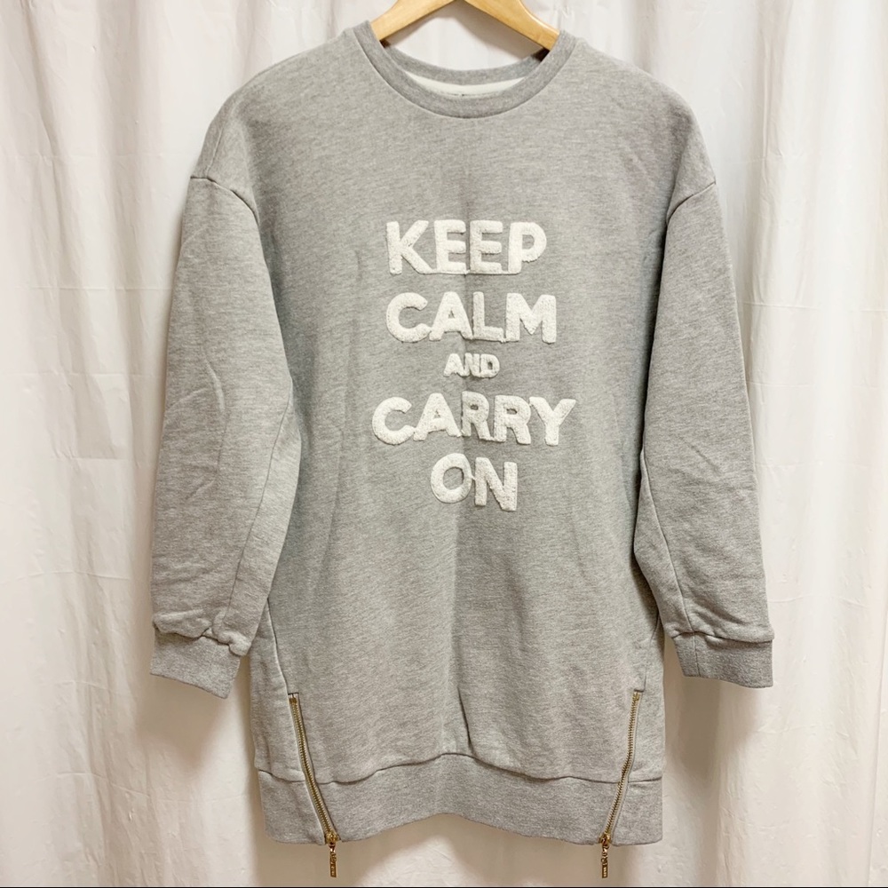 Keep Calm & Carry On Grey Sweater Small
